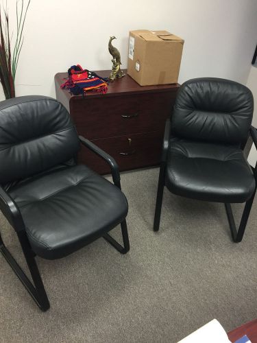 Small leather guest chairs for office. 5 available.