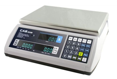 15 lb x 0.005 lb cas s2000jr ntep price computing retail scale, with vfd display for sale