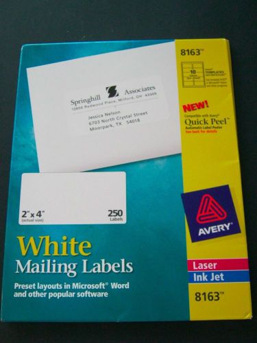 Avery 8163 -18 Sheets,180 Labels, Address Shipping Mailing Printer Labels New OP
