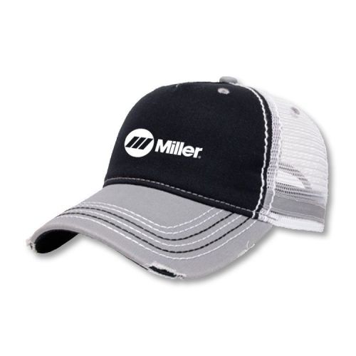 Genuine MILLER WELDER HAT Black White Gray Mesh  *~*  FREE SHIP  *~*