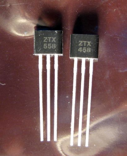 10+10 pcs ZTX458/ZTX558 NPN/PNP high voltage (400V) transistors.