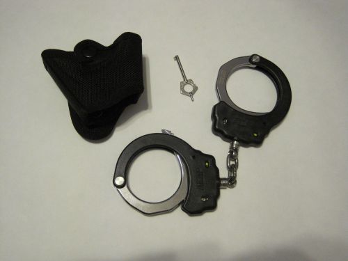 ASP Law Enforcement Steel Chain Handcuffs / Restraints BLACK with case and key