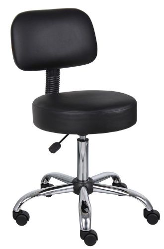 Boss Office Products Height Adjustable Doctor&#039;s Stool with Back Cushion Black