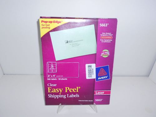Avery 5663 Clear Easy Peel Mailing Labels for Inkjet Printers 2&#034; x 4&#034; 500 Labels