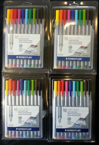 Staedtler Triplus Fineliner Porous Point Pens, 0.3mm, Assorted Colors, 10Pack x4