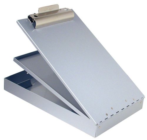 Aluminum Clipboard 2 Compartment Document Storage Box Metal Office Clip Board --