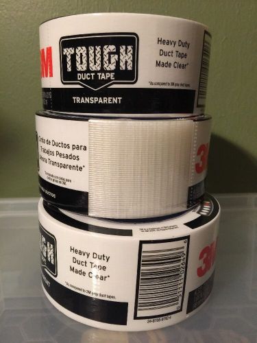 Duct Tape Transparent 3M Tough Clear 3 Roll Lot