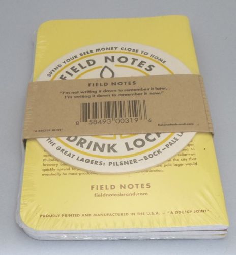 Field Notes Brand Drink Local Lagers Limited Colors Edition New Sealed