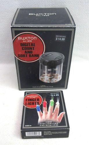 New buxton gifts finger lights &amp; digital coin count &amp; sort bank for sale