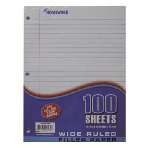 20% Off A+Homework Loose Leaf filler wide ruled 100 sheets case of 36
