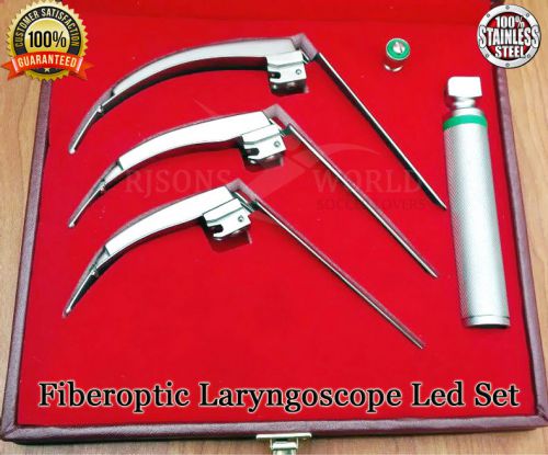 Laryngoscope Mccoy Flexi-Tip Fiberoptic LED Set Blade # 2, 3 &amp; 4 Medium Handle