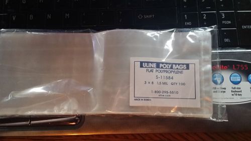Uline Poly Bags 3x8 1.5 MIL 100