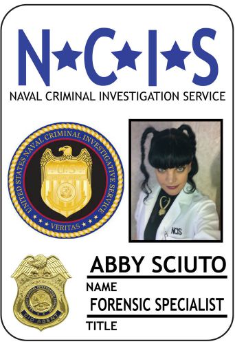 1 NAME BADGE HALLOWEEN COSTUME ABBY SCIUTO FORENSIC AGENT NCIS MAGNETIC FASTENER