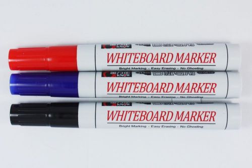 3 pc Whiteboard Marker Pen Black Blue Red 3.5 mm Dry Erase Fine Nib