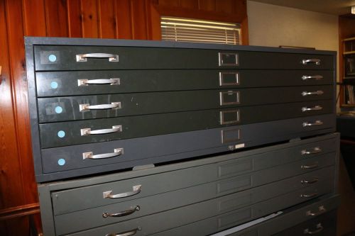 Five-drawer Steel Flat File Cabinet- 53-3/8w X 41-3/8d