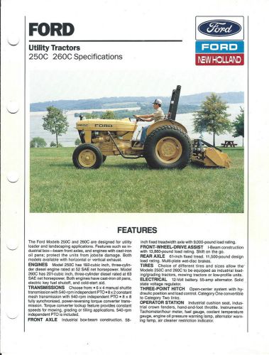 Equipment brochure - ford - 250c 260c utility tractor 744 loader - 1990 (e3066) for sale