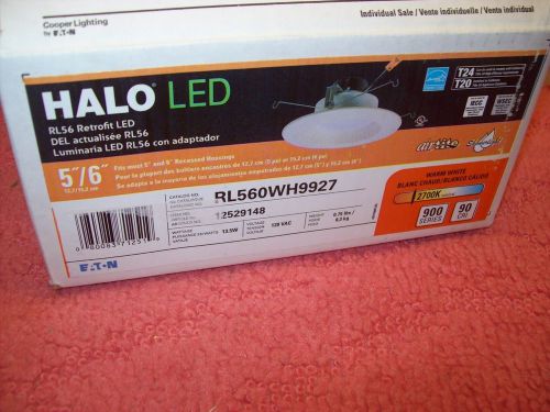 Halo 90CRI LED Recessed Retrofit RL Light &amp; Baffle Trim 5/6-Inch 900 Lumen White