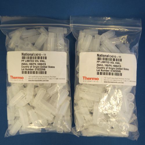 Qty 200 thermo scientific national pp 250ul screw thread vials # c4010-11 for sale
