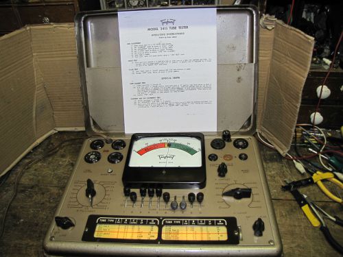 Vintage triplet 3413 tube tester good working order roller chart + instructions for sale