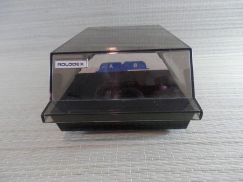 Rolodex Tray Card File w/ Smoke Colored Lid 4&#034; X 2&#034; cards VIP 24C Black base