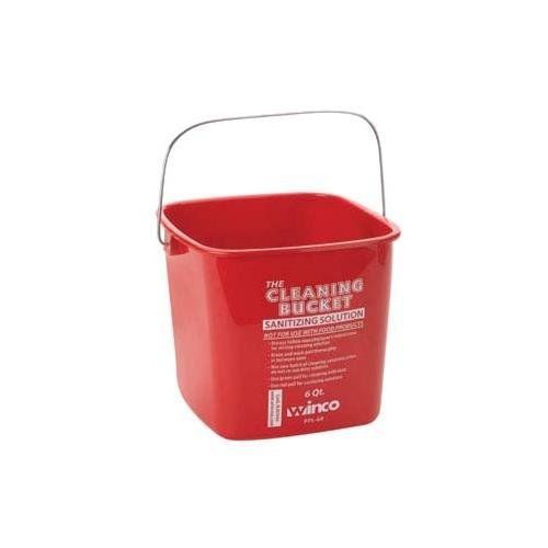 Winco PPL-6R Cleaning Bucket, 6-Quart, Red Sanitizing Solution
