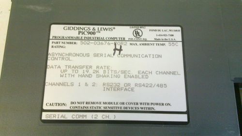GIDDINGS &amp; LEWIS PIC900 502 03676 20R2 asynchronous serial communication