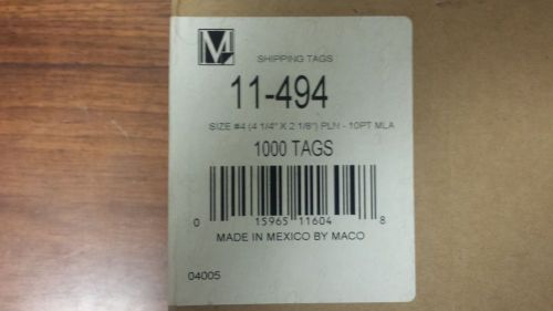 Maco 11-494, 4 1/4 x 2 1/8 Manila Shipping Tags, #4, 1000/box