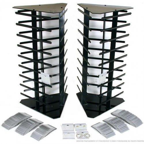 200 Gray Hanging Earring Cards And 2 Revolving Rotating Display Stands