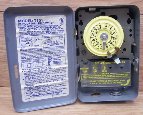 Intermatic (T101) Single Pole 40 Amp 24 Hour Dial Time Switch With Case **READ**