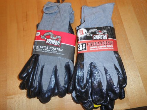 LOT / 6 PAIRS ! NITRILE COATED Grease Monkey Men&#039;s LARGE General Purpose GLOVES