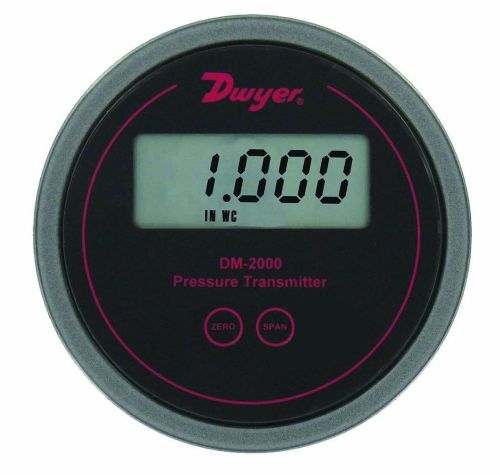Dwyer Series DM-2000 Differential Pressure Transmitter with LCD, Black Backgroun