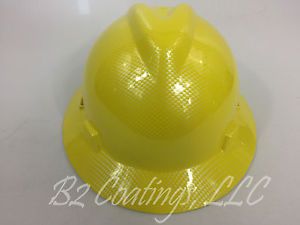 Msa v-gard hard hat w/fas-trac yellow carbon fiber hydrographic print osha/csa for sale