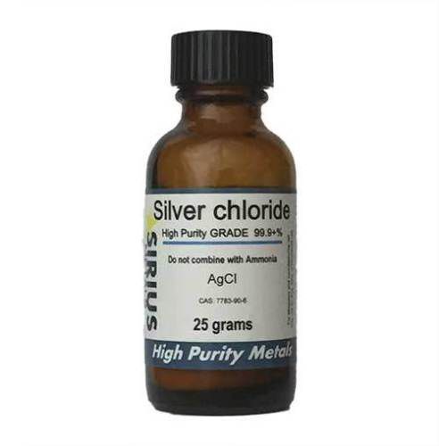 Silver Chloride-Reagent Grade-99.9+% Purity-25g in amber glass