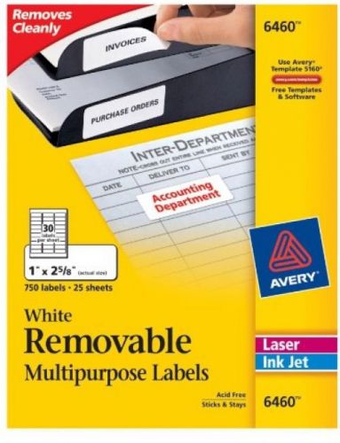 Avery Removable 1 X 2 5/8 Inch White ID Labels 750 Count (6460)