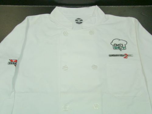 NEW Large Euro-Gourmet Chef&#039;s Envy White Long Sleeve Coat Jacket (D1-1247)