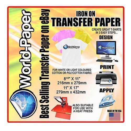T-Shirt Inkjet Iron On Heat Transfer paper 8.5&#034; x 11&#034; 5 Sheets Pack