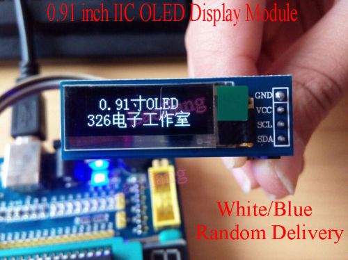 Iic i2c 0.91&#034; inch 128x32 white blue oled lcd display module for arduino avr pic for sale