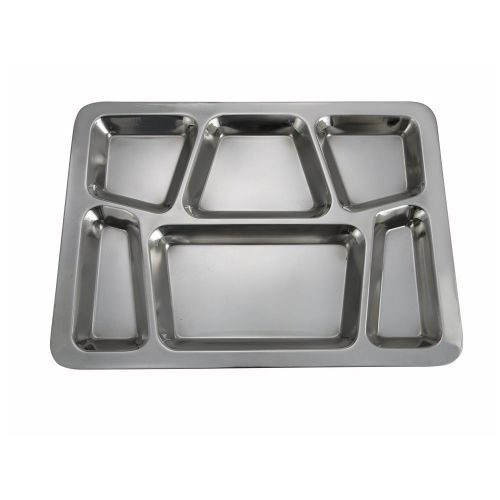 Winco smt-2, 15.8x11.7x08-inch stainless steel mess tray with 6 compartments, st for sale