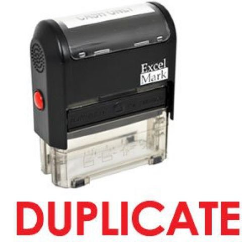 ExcelMark DUPLICATE Self Inking Rubber Stamp - Red Ink (42A1539WEB-R)