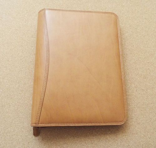 DAY-TIMER Genuine Leather Zip Planner Binder Classic Light Brown