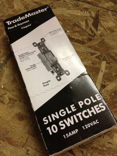 New (BOX OF 10) Trademaster Toggle Switch: 660WG, 15A, 1 pole