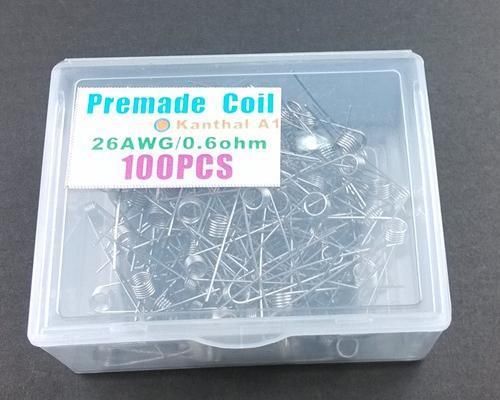 Pre-Coiled 100 Pcs Kanthal A1 Wire Prebuilt Premade Coils 26AWG Gauge 0.60 Ohm