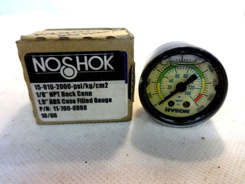 NEW  NOSHOK 15-910-2000 PSI GAUGE 1/8 NPT BACK CONNECTION 1-1/2&#034; CASE FILLED