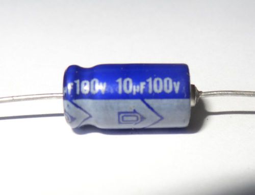 1pc, 10uF, 100V, Axial  Electrolytic capacitors.