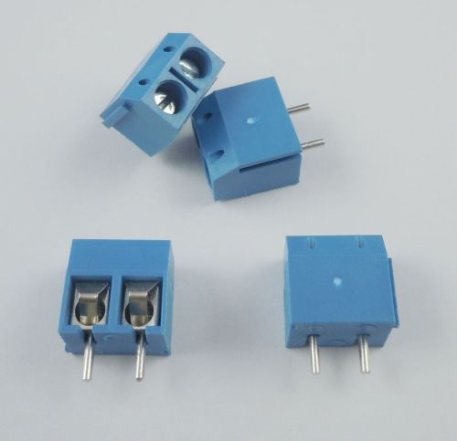 100 Pcs Blue 5mm Pitch 2 Pin 2 Way PCB Screw Terminal Block Connector KF301-2P