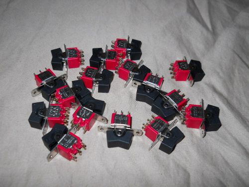 16) C&amp;K Type 7215 Panel Mount Rocker Switches Subminiature Size, DPDT Spring Rtn
