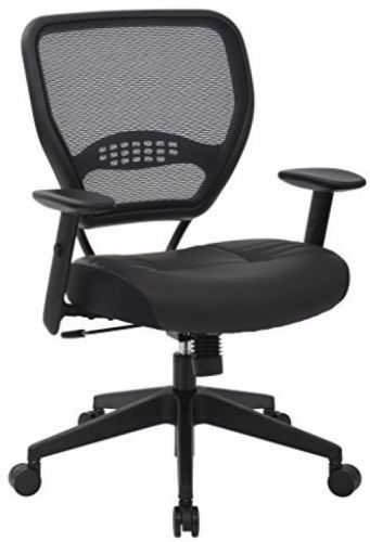 SPACE Seating Professional AirGrid Dark Back And Padded Black Eco Leather Seat,