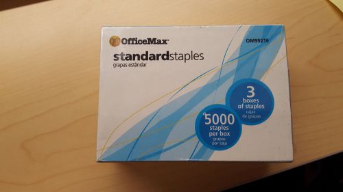 New OfficeMax Standard Staples -  3 Boxes, 5000 Staples per Box; OM99216