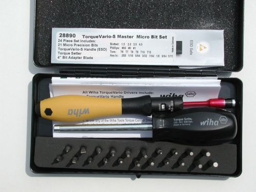 Wiha 24 Pc. ESD Torque Control MicroBit Set: Torque Driver 15 - 80 in/oz&#039;s 28890