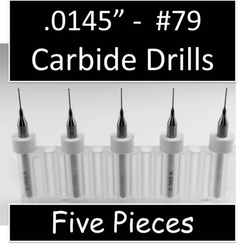 .0145&#034; 0.370mm #79 - Five Pieces- Models Hobby PCB CNC Dremel R/S